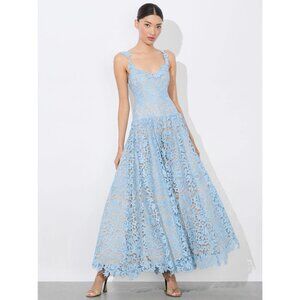 Alice + Olivia Anabella Mineral Blue Drop Waist Midi Dress 6